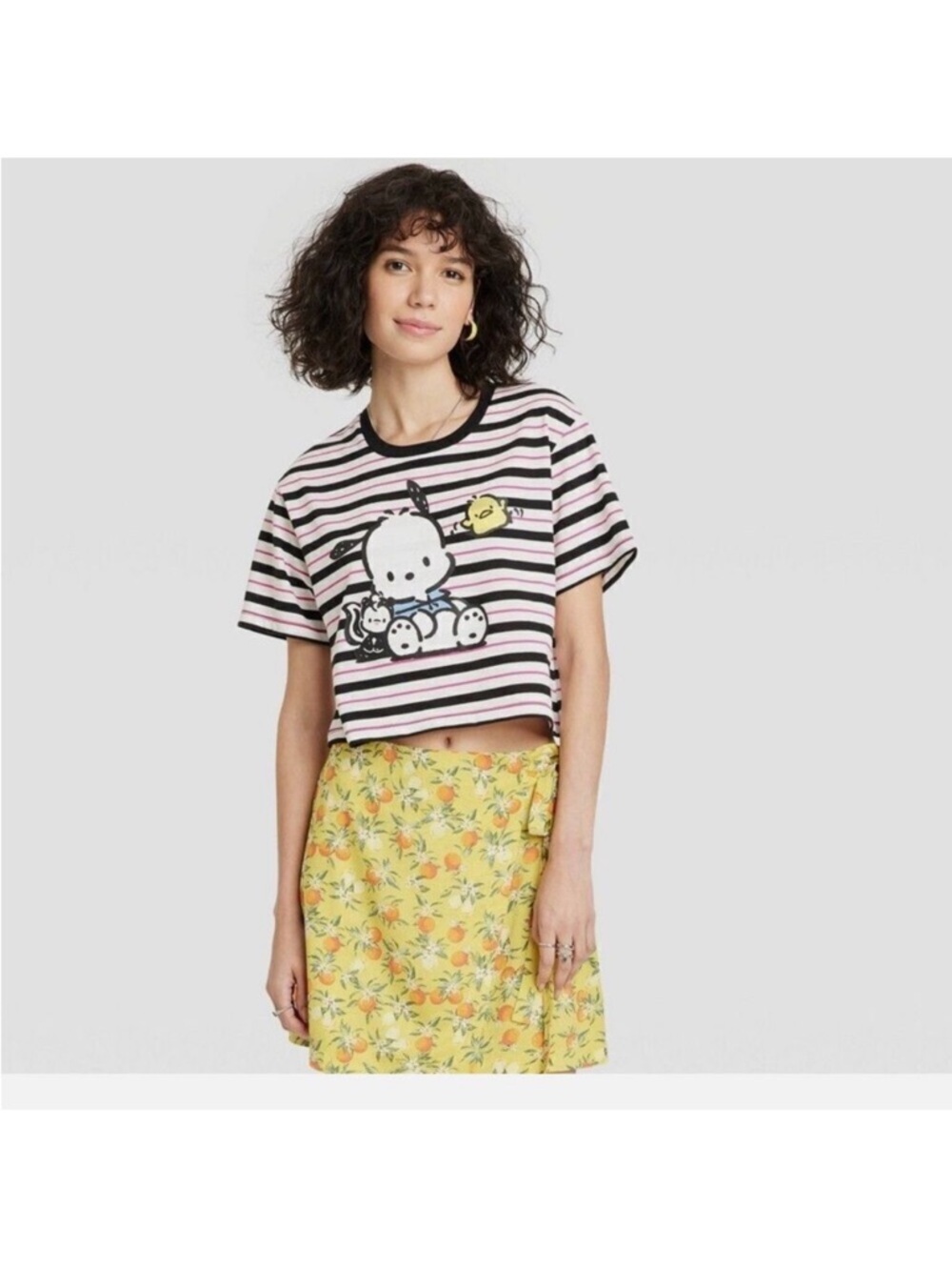 SANRIOPochacco Short Sleeve Graphic Cropped TShirt - White Size L NWT